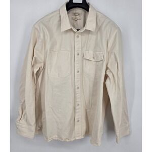MADEWELL Cotton Button‎ Up Work Shirt Easy Fit Cream Ivory Mens XL Long Sleeve
